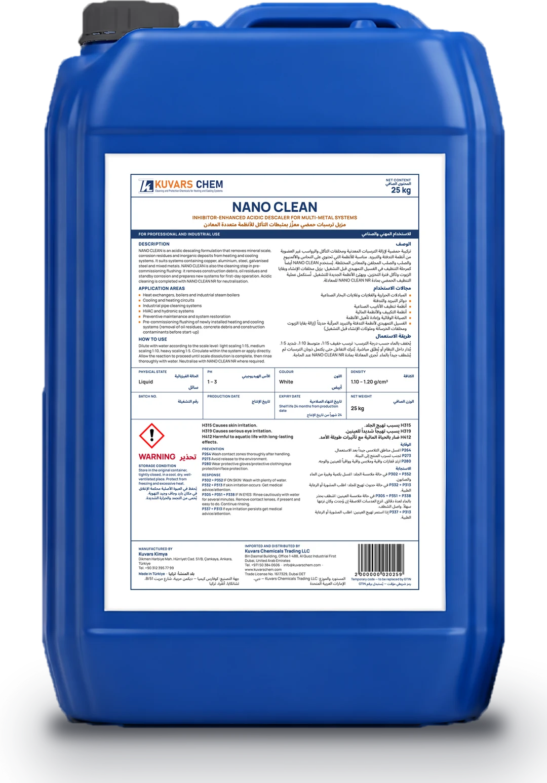 NANO CLEAN: 25 kg jerrycan with product label